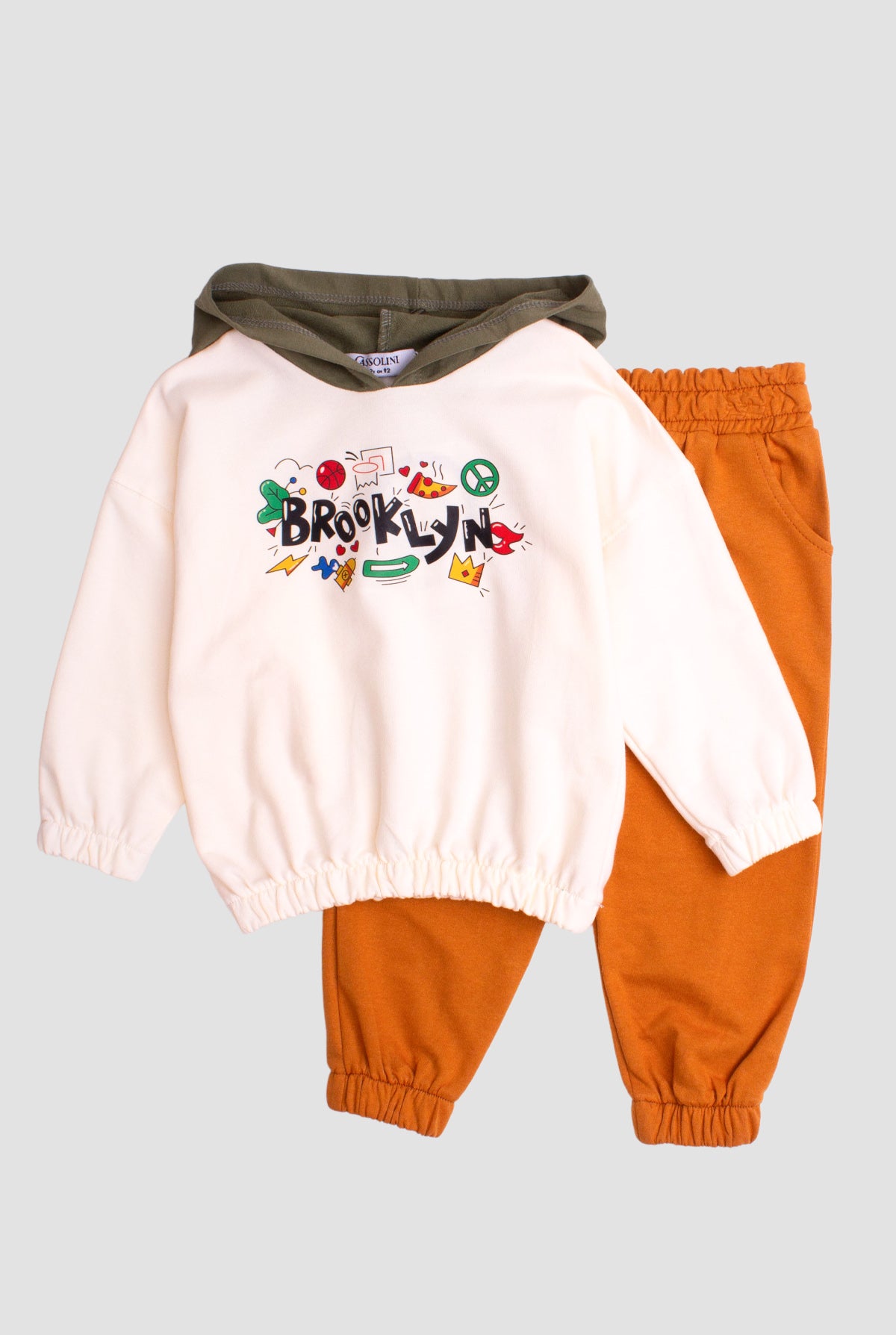 Erkek Çocuk Brooklyn Baskılı Kapüşonlu Sweatshirt ve Eşofman Altı 2’li Takım
